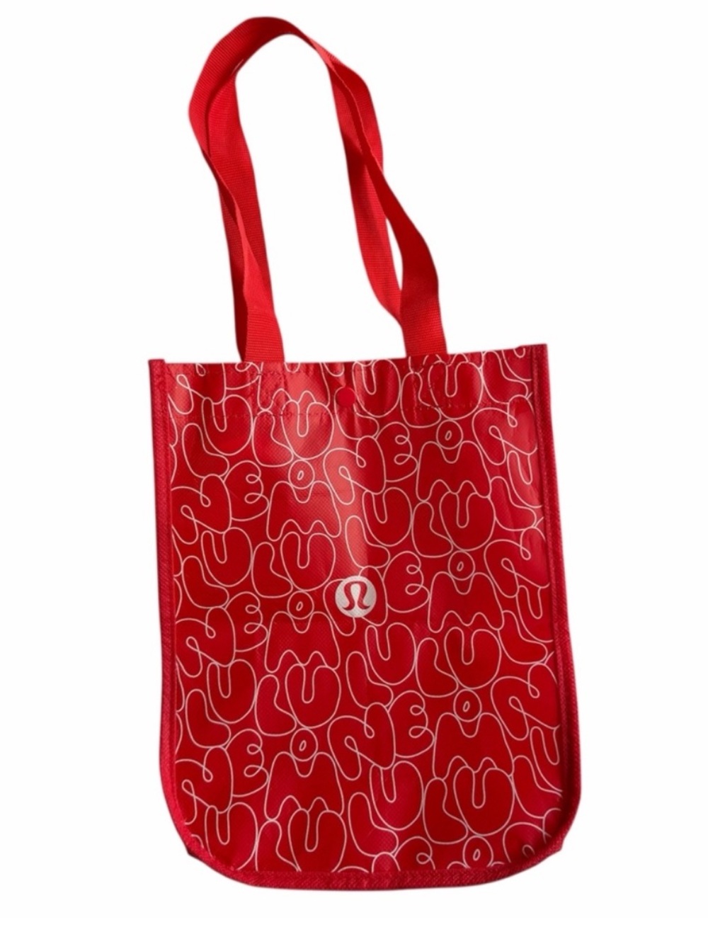 Lululemon Red Logo Tote Bag Lightweight Reusable Carry Bag